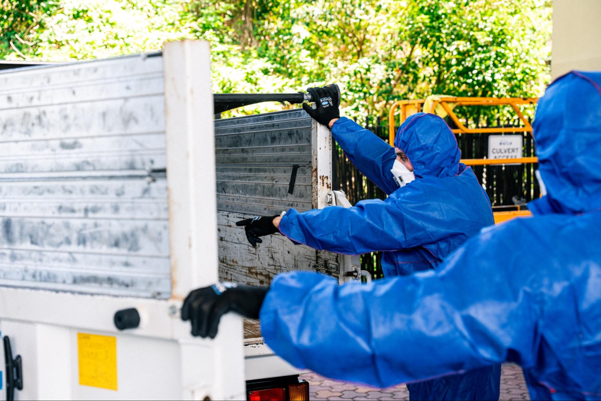Asbestos removal team on site